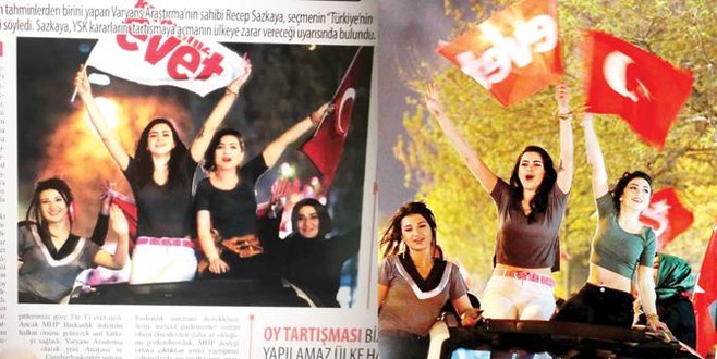 ‘Evet’çi genç kızların kıyafetine sansür!