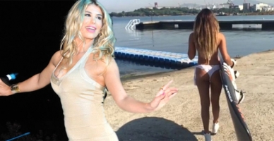 Hatice beyaz bikinisiyle nefes kesti