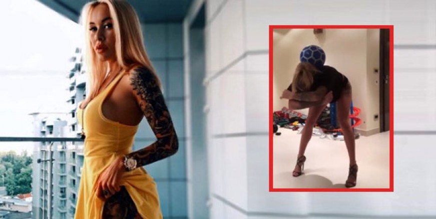 Irina Moroziuk futbol topuyla şov yaptı