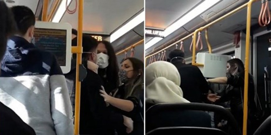 Metroda ‘neden sarılıyorsunuz’ kavgası