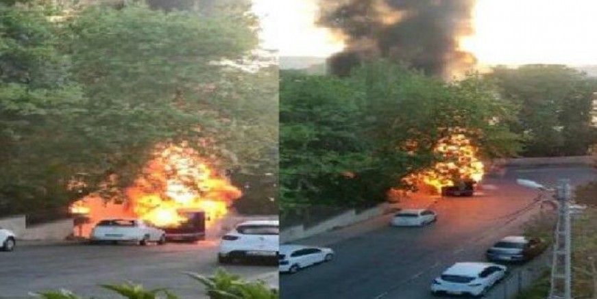 İETT otobüsü alev alev yandı