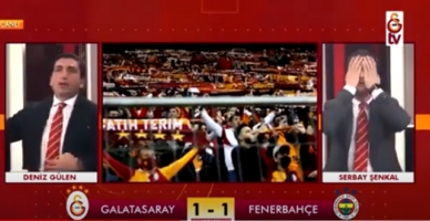 Galatasaray TV spikerlerinin yıkıldığı an
