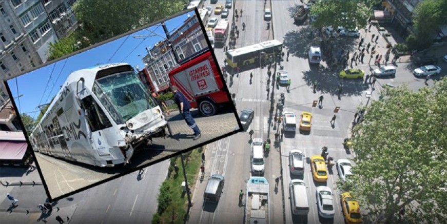 Fatih’te tramvay İETT otobüsüyle çarpıştı