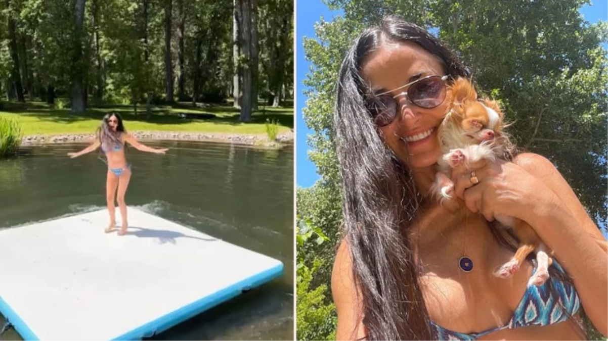 Bikinili pozlarını paylaşan 60 yaşındaki Demi Moore, fiziğiyle genç kızlara taş çıkardı