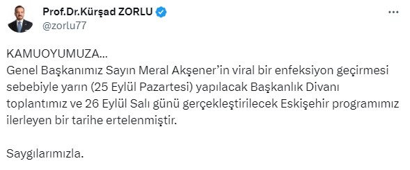 Viral enfeksiyon geçiren İYİ Parti Genel Başkanı Meral Akşener hastanede tedavi altına alındı
