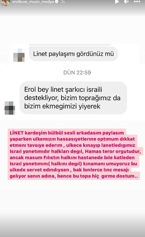 Hastane katliamına ses çıkarmayan İsrail asıllı Türk şarkıcı Linet 