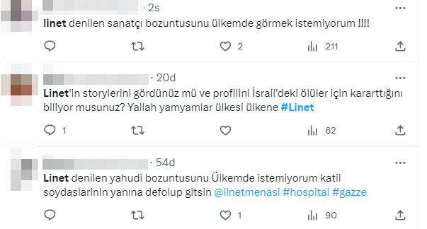 Hastane katliamına ses çıkarmayan İsrail asıllı Türk şarkıcı Linet 