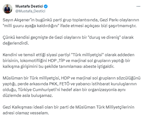 Akşener'in Gezi parkı olaylarıyla ilgili 