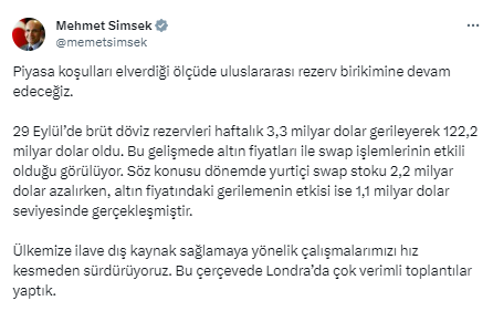 Bakan Şimşek tane tane anlattı! Rezervlerdeki 15 haftalık yükseliş serisinin sona ermesinin altında 2 neden var