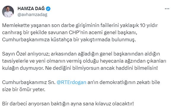 Özgür Özel, Cumhurbaşkanı Erdoğan'a 