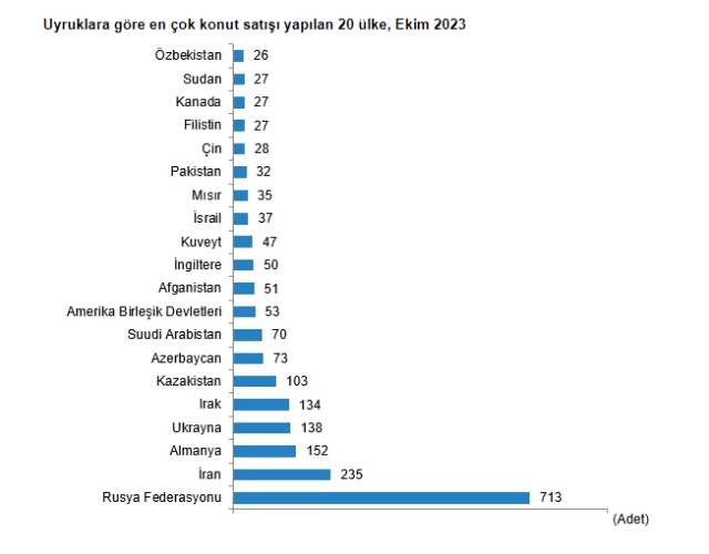 Konut satışları ekimde %8,7 azalarak 93 bin 761 oldu! Türkiye'den en çok ev alan yabancı Ruslar