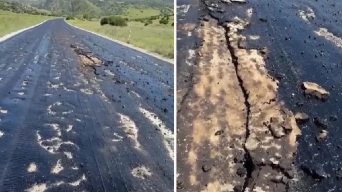 Pursaklar’da yapılan yol 9 ayda delik deşik oldu!