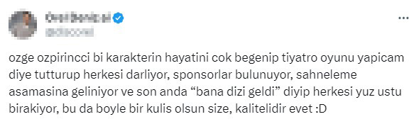 Tiyatro ekibi kurup yüzüstü mü bıraktı? Özge Özpirinçci'den yalanlama geldi