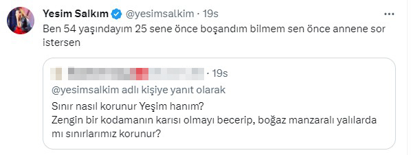 Yeşim Salkım, şehitlerimizle ilgili yaptığı paylaşımı eleştiren takipçisine küfretti