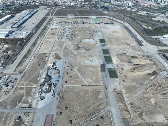 Millet Bahçesi'ne dönüştürülme süreci devam eden Atatürk Havalimanı'nın son hali görüntülendi