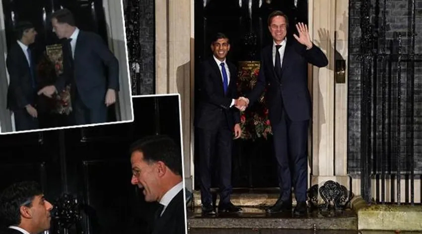 Rishi Sunak ve Mark Rutte’nin kapıda kaldığı an!