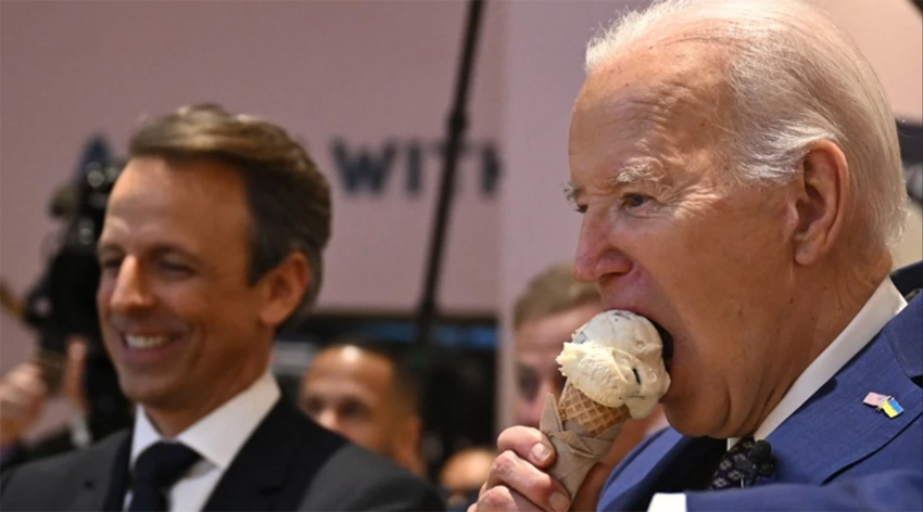 Biden Dondurmayı mikrofon zannetmiş!