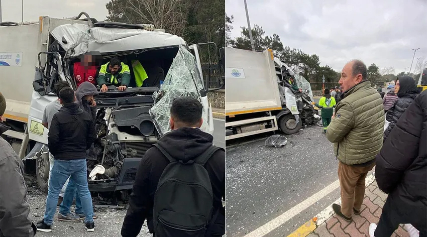 İETT otobüsü ve çöp kamyonu çarpıştı: 1’i ağır 2 yaralı