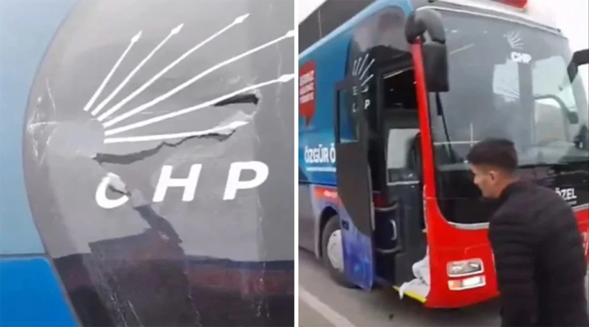 Trabzon’da CHP otobüsüne taşlı saldırı düzenlendi