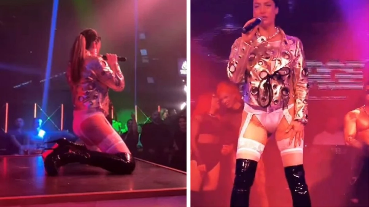 Tuğba Ekinci sahneye jartiyerle çıktı