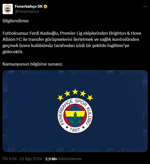 Fenerbahçe ve Brighton, Ferdi Kadıoğlu için anlaştı