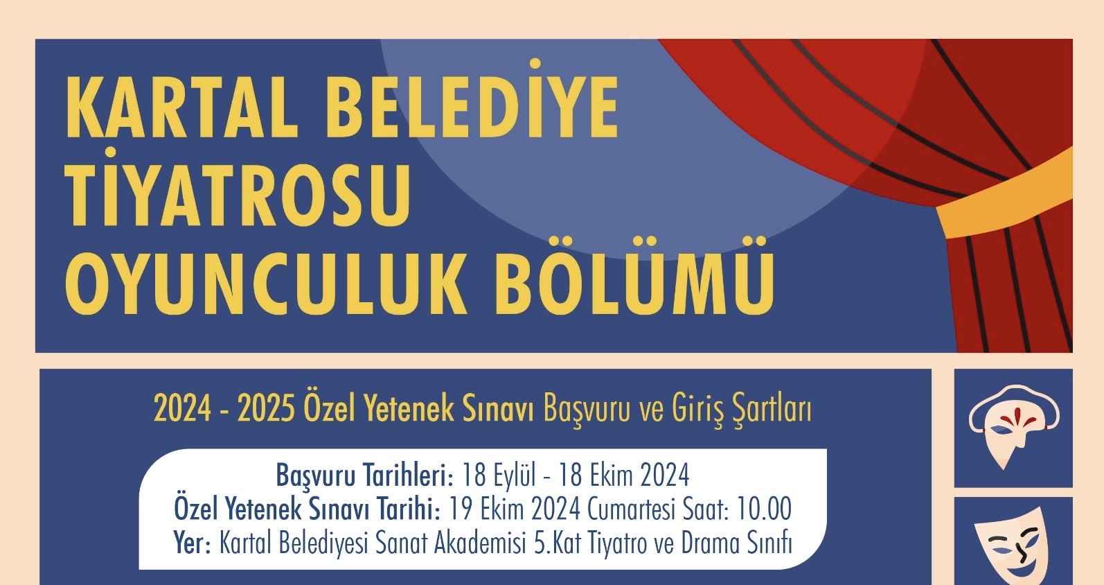 Kartal Belediye Tiyatrosu oyunculuk bölümü ön kayıtları başladı