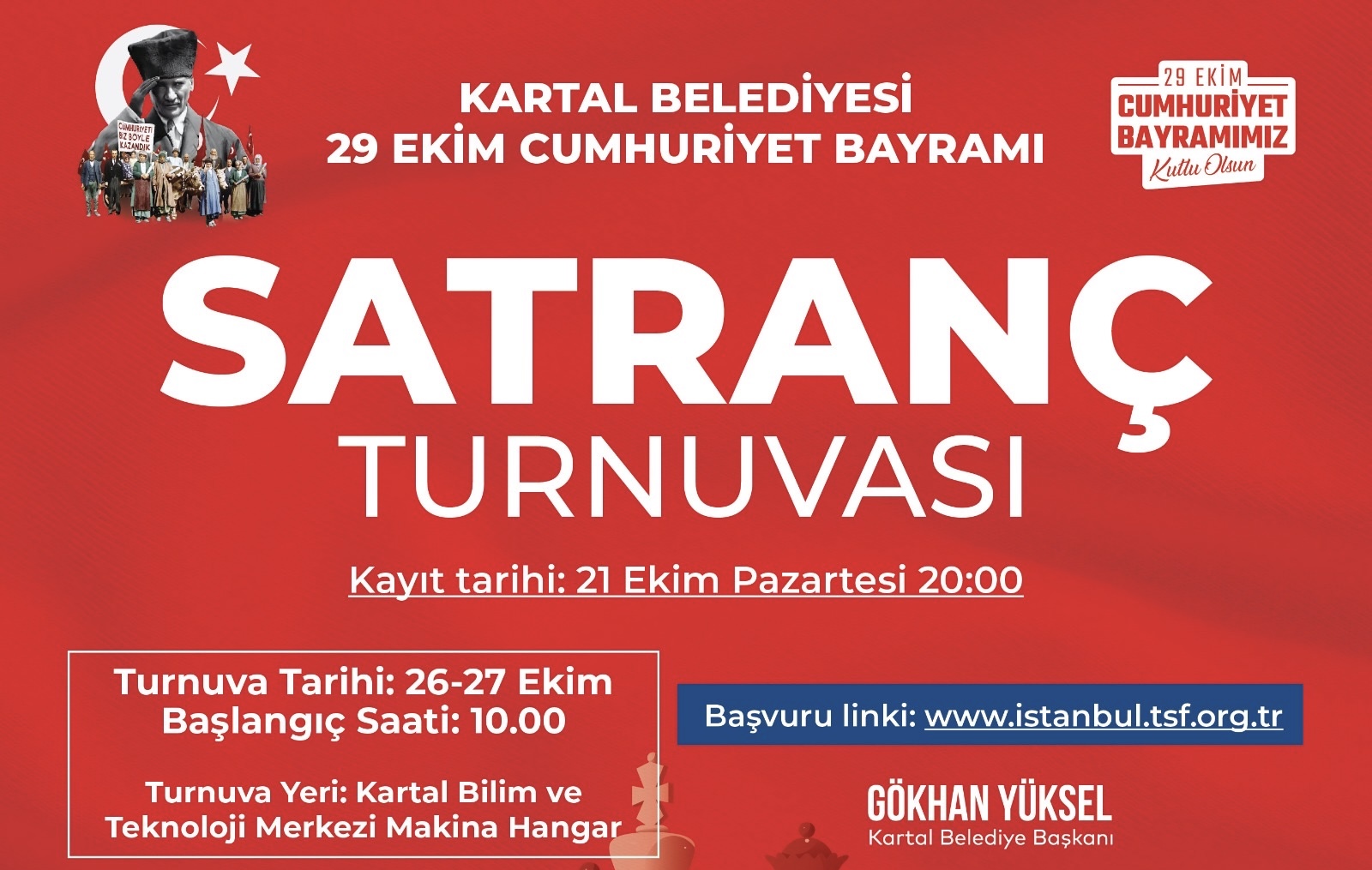 Kartal’da Cumhuriyet Kupası Satranç Turnuvası heyecanı başlıyor