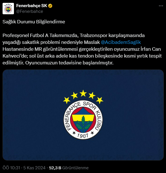 İrfan Can Kahveci'nin sakatlığı belli oldu