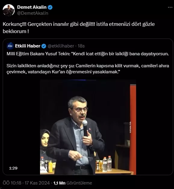 Demet Akalın Bakan Tekin'in 