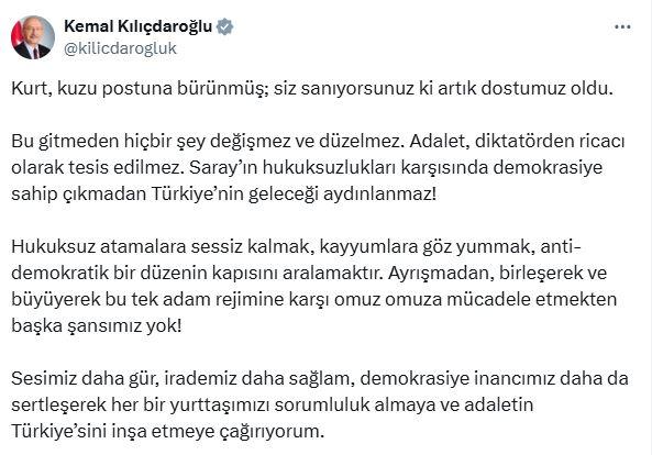 Özgür Özel'i mi hedef aldı? 3 belediyeye kayyum atanmasına Kılıçdaroğlu'ndan ilk yorum