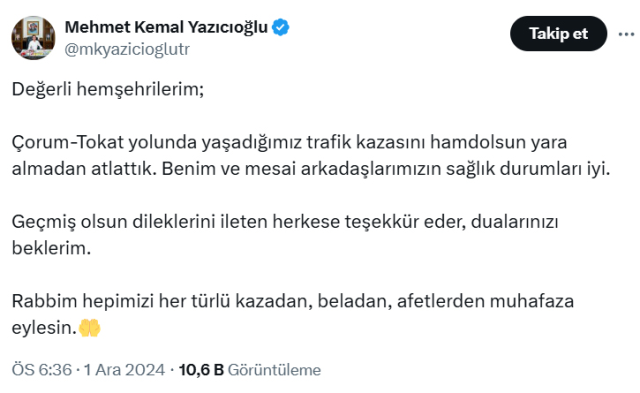 Efsane Vali Yazıcıoğlu'nun belediye başkanı oğlu trafik kazasında ölümden döndü