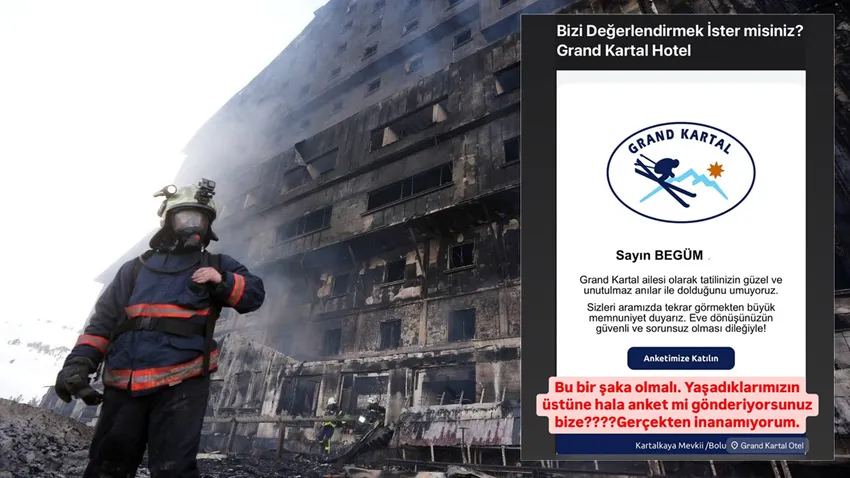 Yanan otelden kan donduran mesaj!