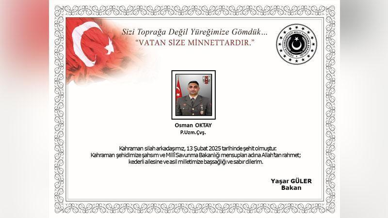 Suriye’nin kuzeyinde 1 askerimiz şehit!