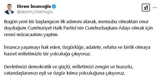 İmamoğlu, ön seçim için adaylık başvurusunu yaptı