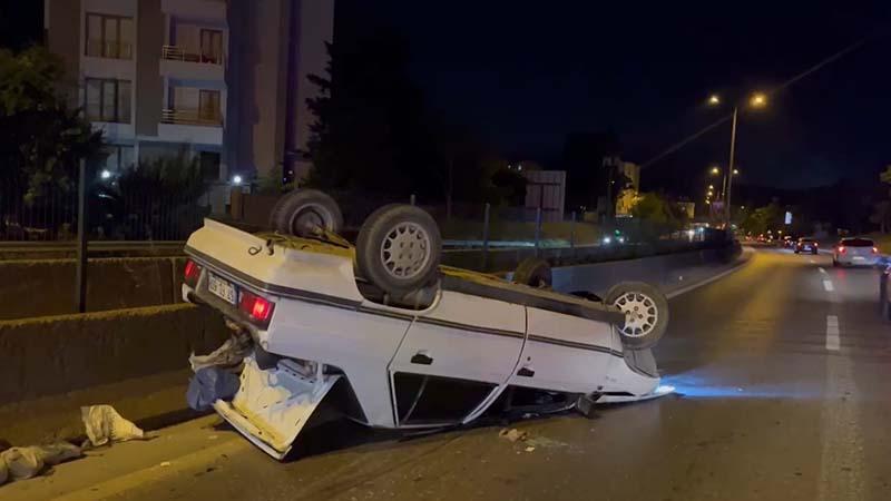 Kartal’da otomobil takla attı: 2 yaralı