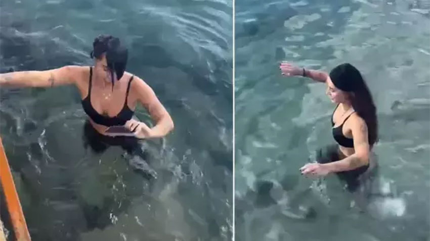 Yasemin Yürük telefonunu denize düşürdü!