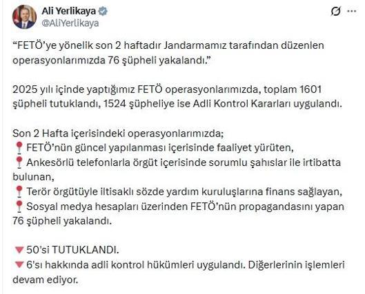 FETÖ'nün güncel yapılanmasına operasyon: 50 tutuklama