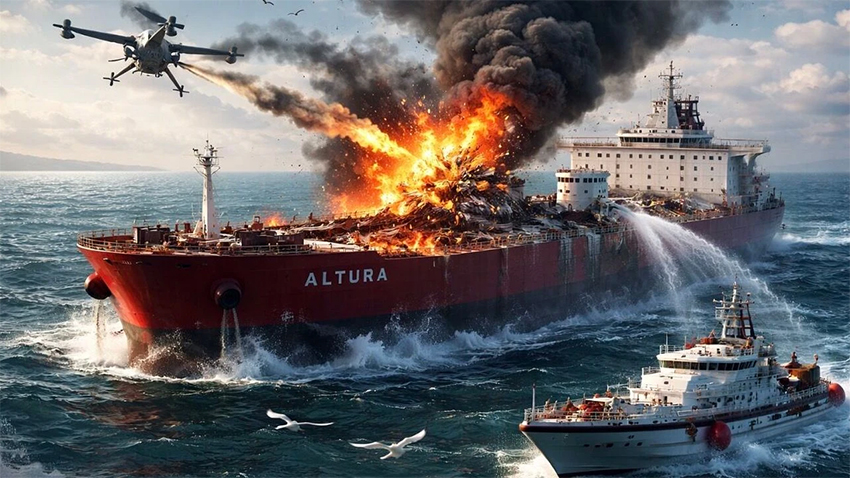 Türk tankerine drone isabet etti