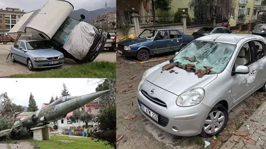 Denizli’de fırtına hayatı felç etti