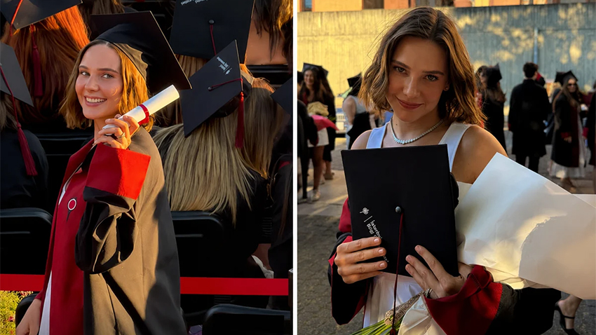 Alina Boz üniversiteden mezun oldu