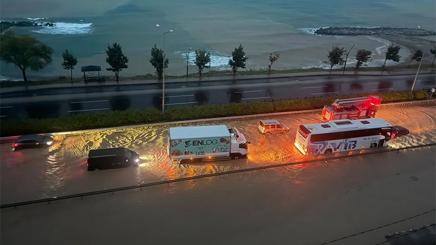 Karadeniz sahil yolunda korkutan görüntü